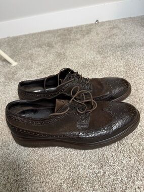 Fratelli Rossetti Dark Brown Suede & Leather Wingtip Oxfords